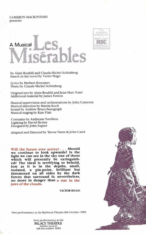 Les Miserables - Londres - Souvenir Brochure -  1986 