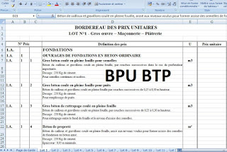 Borderau Des Prix Unitaires Btp Avec Excel - Cours Btp Et Genie Civil