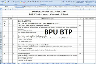 Borderau Des Prix Unitaires Btp Avec Excel - Cours Btp Et Genie Civil