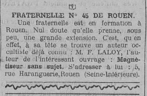 Fraternelle n°45 de Rouen (Le Fraterniste, 11 avril 1913)