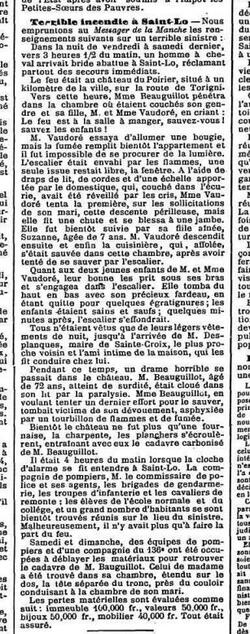 Terrible incendie a Ste Croix de Saint-Lô 1885