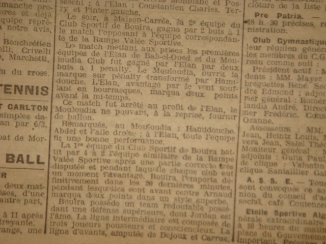 Dimanche 18.02.1923 EBO-MCA 2- but de hamidouche pour le Mouloudia