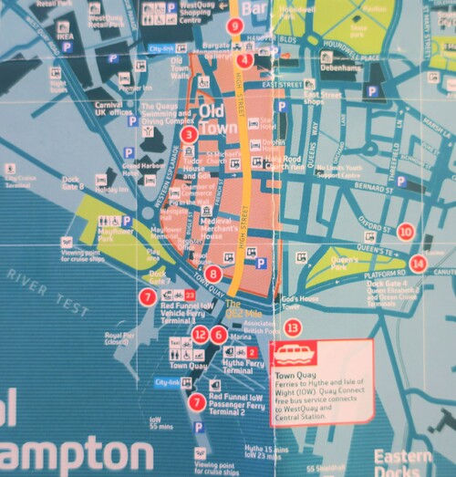 Plan du centre ville de Southampton