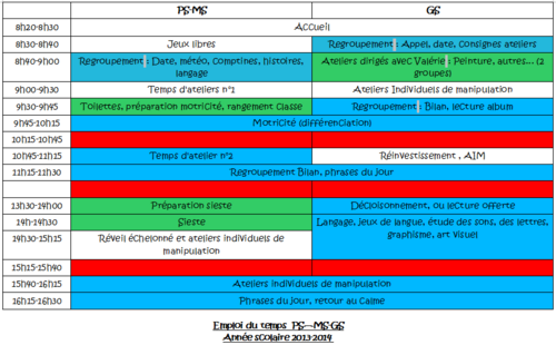 Emploi du temps PS-MS-GS