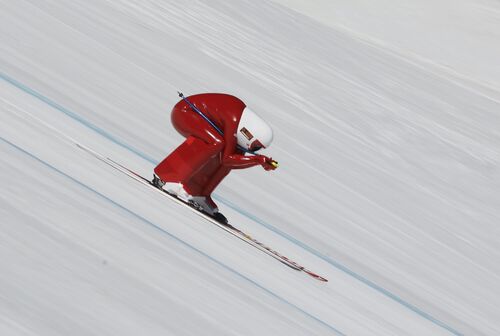 Ski de vitesse ou kilomètre lancé, une seule apparition aux JO d'hiver Albertville 1992.jpg