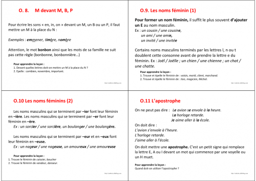 Mise à jour des leçons de français CE1
