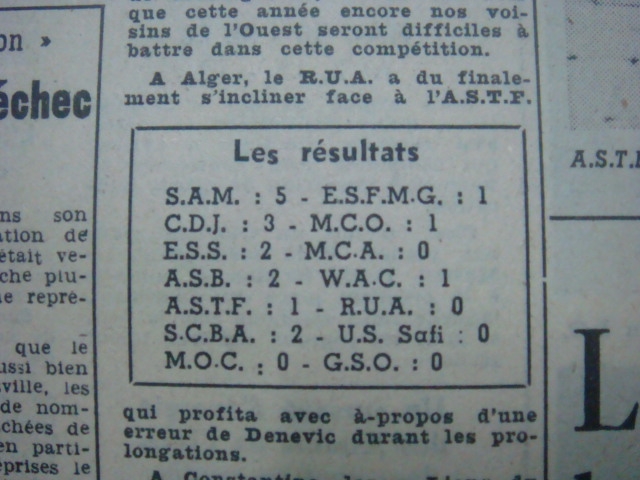 13.01.1952 Coupe AFN ES Sahel-MCA 2-0