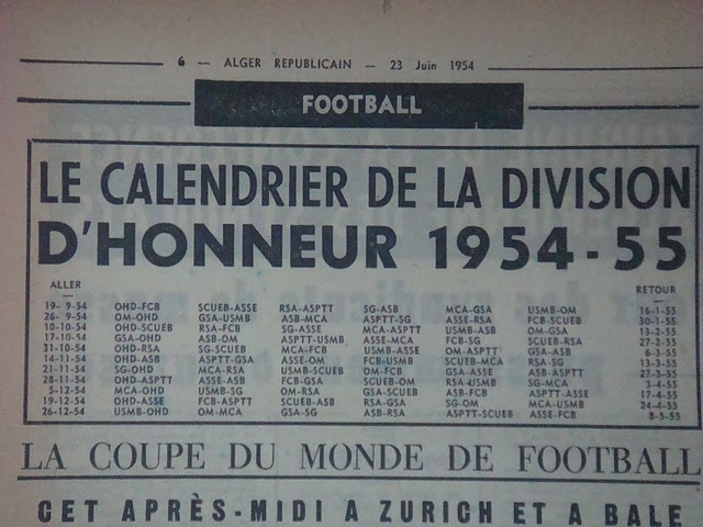 Calendrier 1954-1955