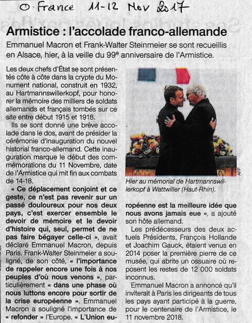 11 Novembre : Commémoration franco-allemande . . .