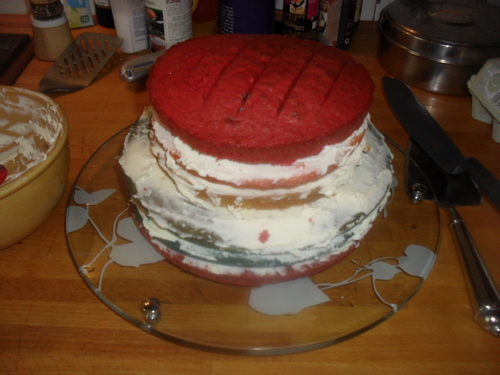 Ce week end, c'était anniversaire de mon loulou, et donc...RAINBOW CAKE