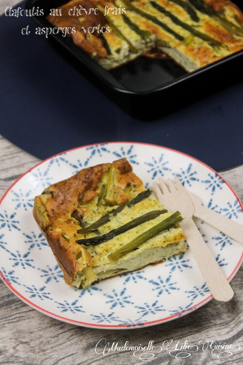 Clafoutis au chèvre frais et asperges vertes