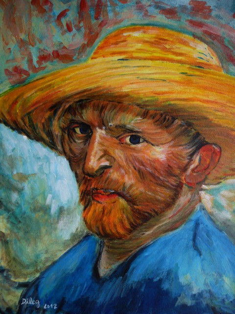 Autoportrait au chapeau de paille de Van Gogh - Les peintures de Dileg