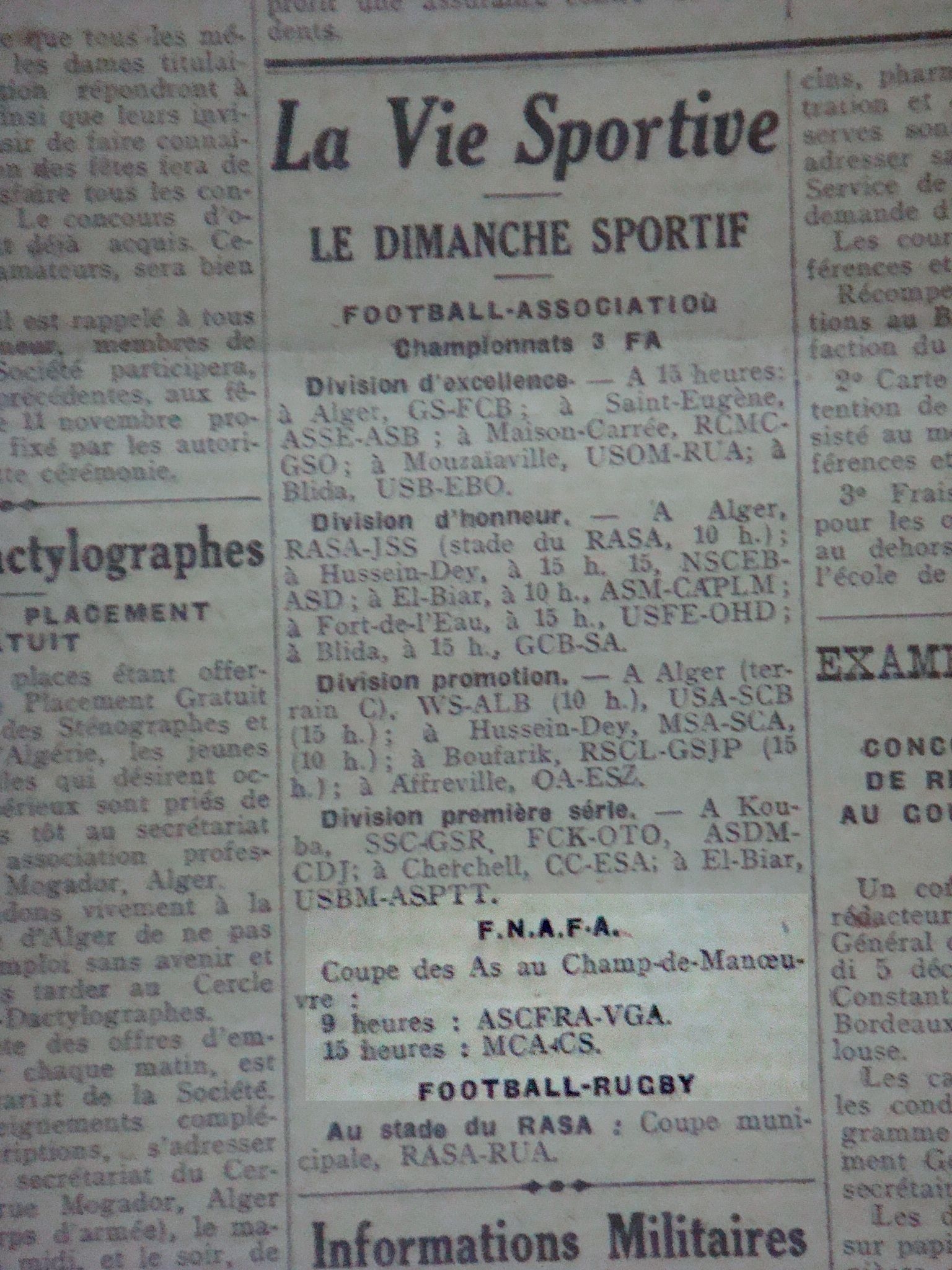 Le MCA chamionnat FNAFA contre Cercle des Sports