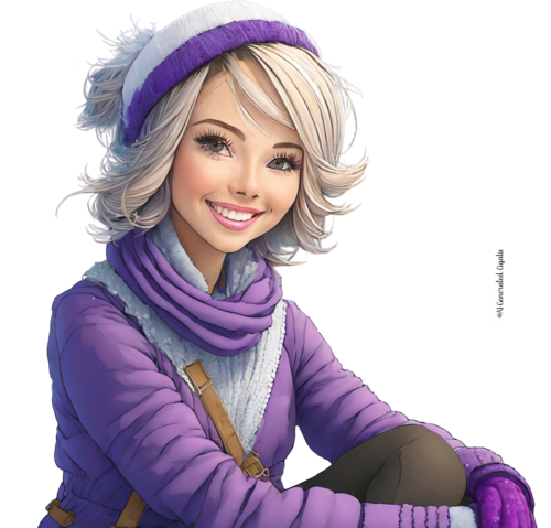 Femme hiver violet