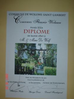 Diplôme reçu par Concours Fleurir Woluwe