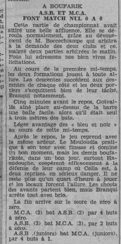 Dimanche 21.3.1937 à Boufarik ASB-MCA 0-0