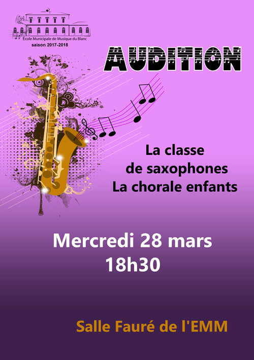 Audition saxophones, chorale enfants