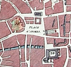Plan de la ville de Lille, 10e époque, 1792 à 1796, 19 Salle de spectacle, 23 Maison commune (wiki)