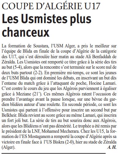 29.4.2011 Finale U17 USMA-USMB 2-2 (USMA  aux tirs au but 5-4)
