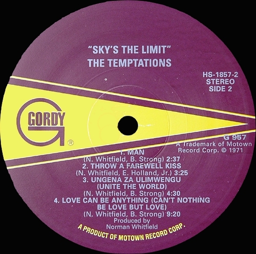 The Temptations : Album " Sky's The Limit " Gordy Records GS 957 [ US ]
