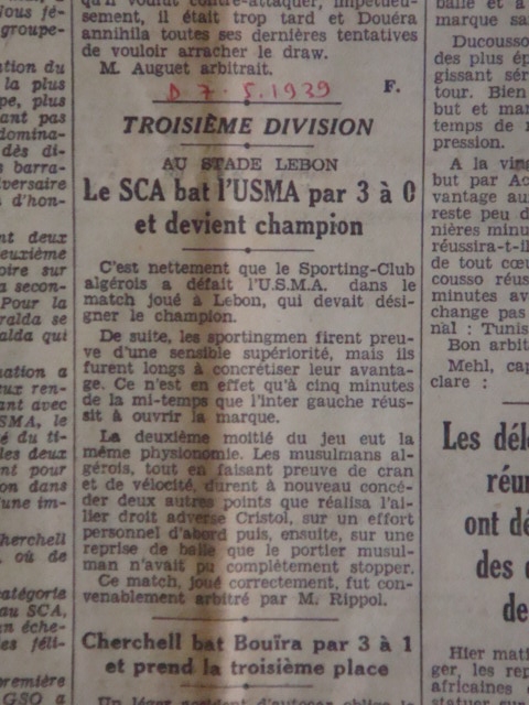 sporting algérois bat l\'usma et devient champion de 3ème division