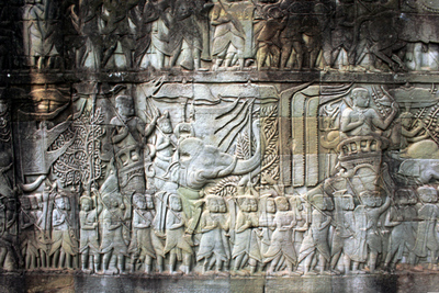 Blog de images-du-pays-des-ours :Images du Pays des Ours (et d'ailleurs ...), Bayon: bas-relief à l'éléphant - Cité Royale d'Angkor Thom - Cambodge