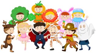 Vecteur gratuit les enfants se habiller dans différents costumes