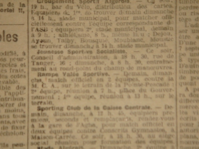 14.1.1923 Rampe Valée prépare son match contre le Mouloudia