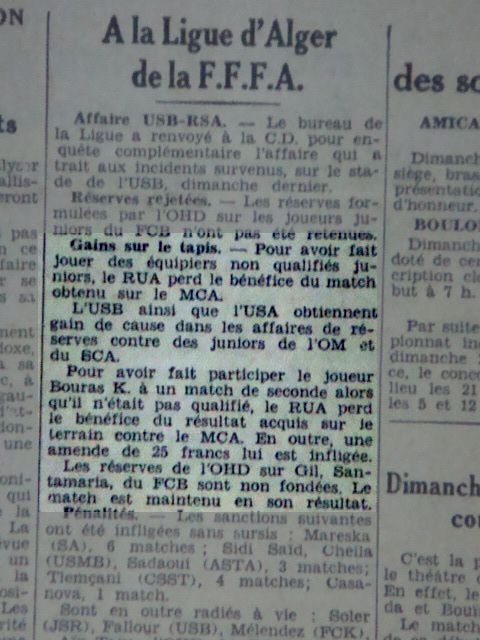 7.11.1937 rua-mca 1-0 (mouloudia gagne sur tapis vert, kerrad le secretaire est aux aguets