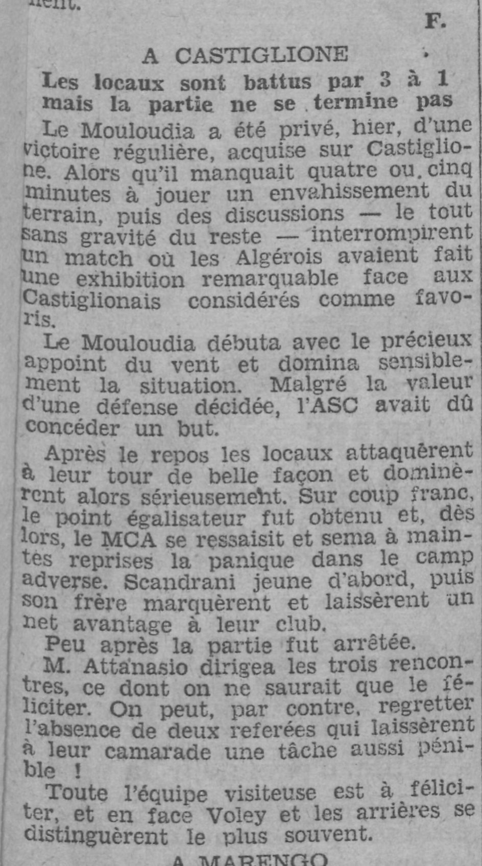 Dimanche 29.11.1931 à castiglione ASC-MCA 1-3