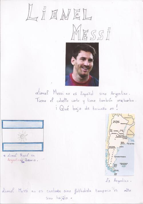 Presentación de Messi por Marie Thérèse, alumna de 508