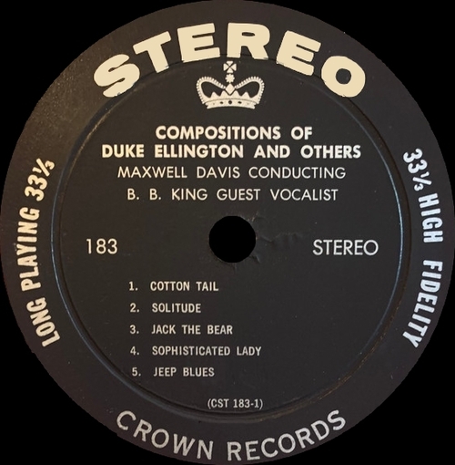 Maxwell Davis Feat. B.B. King : Album " Compositions Of Duke Ellington And Others " Crown Records CST 183 [ US ]
