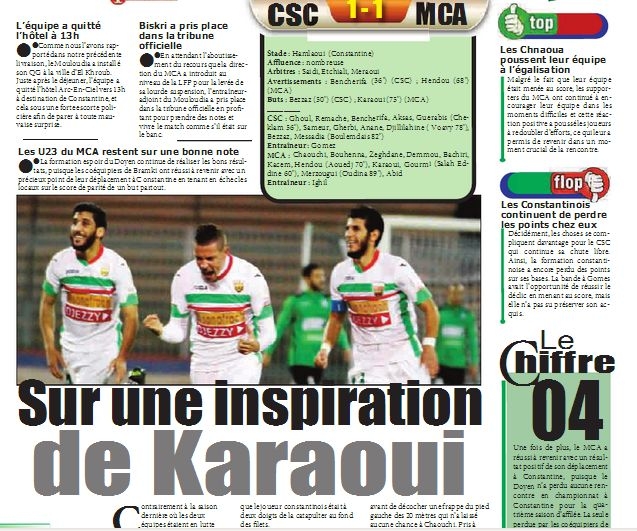 Samedi 28.11.2015 à Constantine CSC-MCA 1-1