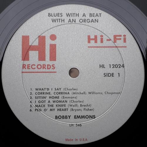 BOBBY EMMONS "BLUES WITH A BEAT WITH AN ORGAN" LP on HI RECORDS