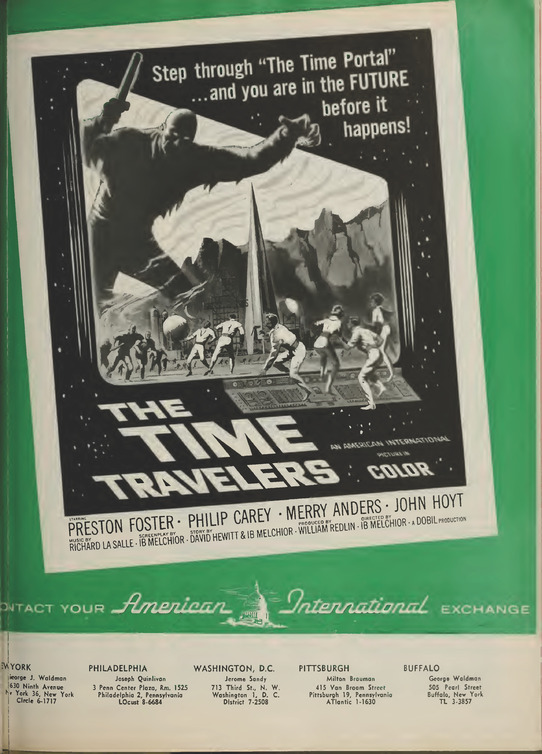 THE TIME TRAVELERS BOX OFFICE USA 1964