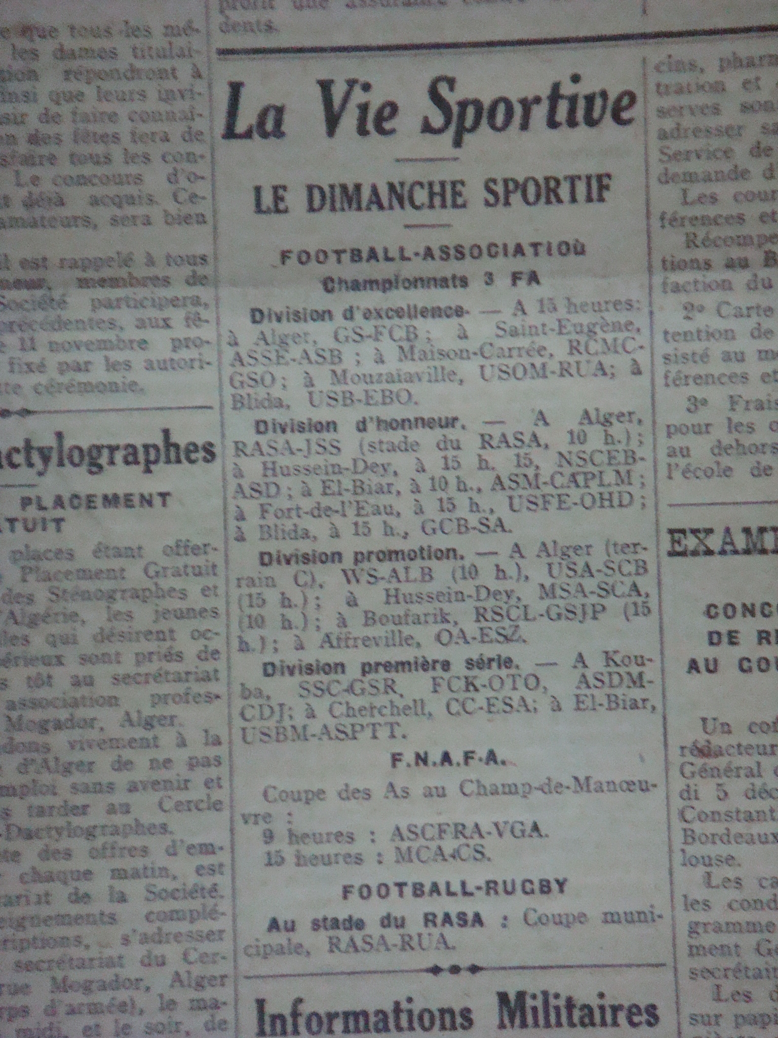 30.11.1927 coupe des AS au champ de maneovres  MCA-Cercle des Sports
