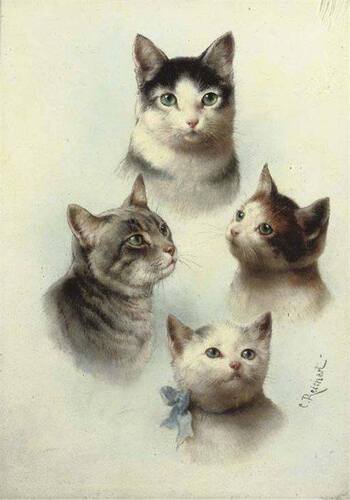 Tableau du samedi 92  : Quatuor de chats