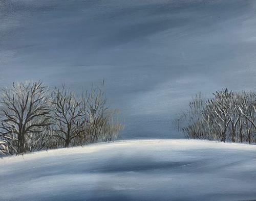 Dessin et peinture - vidéo 3966 : Comment peindre des sapins enneigés dans un paysage hivernal 1/2 ? - huile ou acrylique.