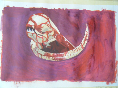 Chestburster à la gouache pour Laure