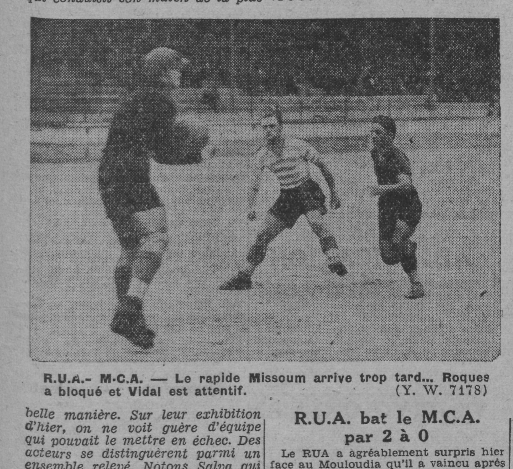 17.11.1940 au Municipal RUA-MCA 2-0