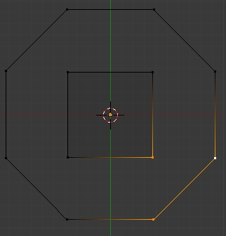 Lees 3 vertices d'un coin sont sélectionnés