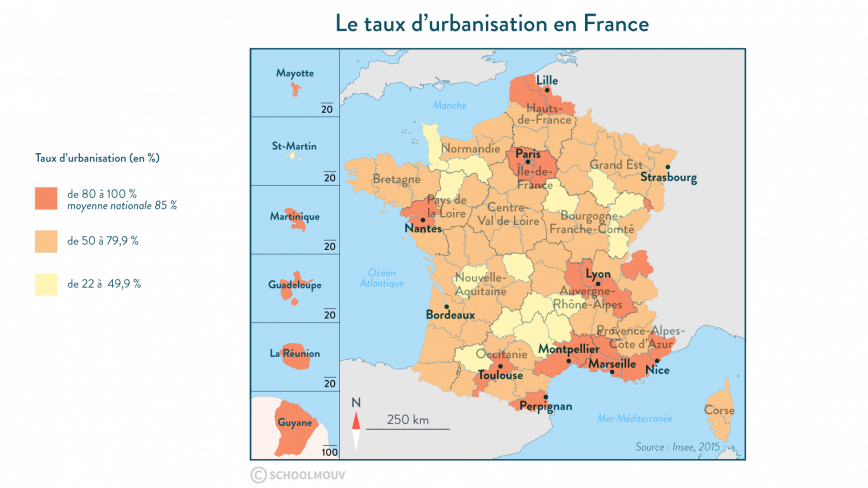 Le taux d’urbanisation en France - géographie - 1re - SchoolMouv