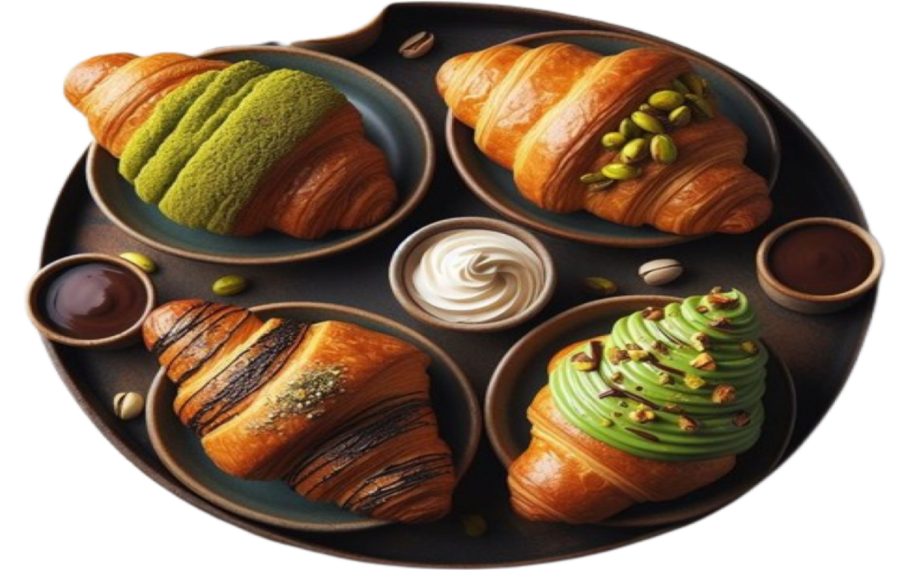 Quatuor de croissants gourmands.