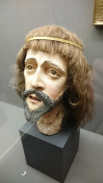 Tête de Christ avec de véritables cheveux