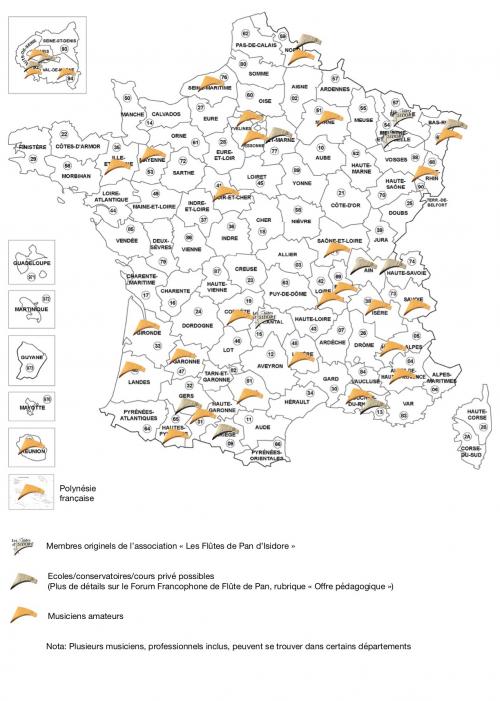 Carte des flutistes de France