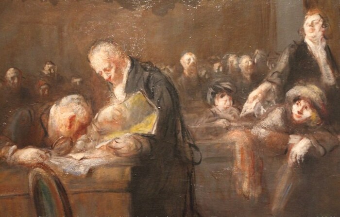 Jean-Louis Forain : scène de cour, la condamnation (huile sur toile. 1922. Abbaye de Flaran, Valence-sur-Baïse, Gers)