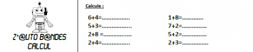 Z'Auto bandes math, calcul menta, opération, addition, soustraction, dixmois