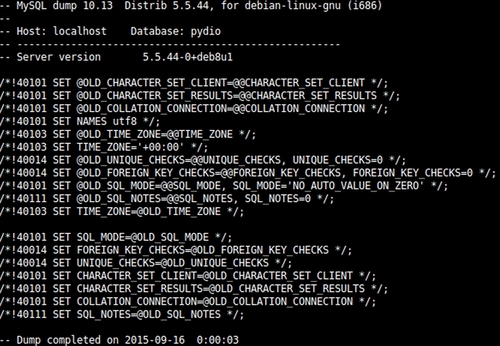 Script sauvegarde base de données MySQL