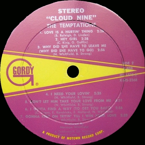 The Temptations : Album " Cloud Nine " Gordy Records GS 939 [ US ]