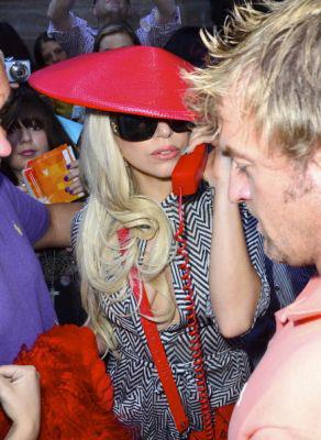 GaGa with a red phone in NYC